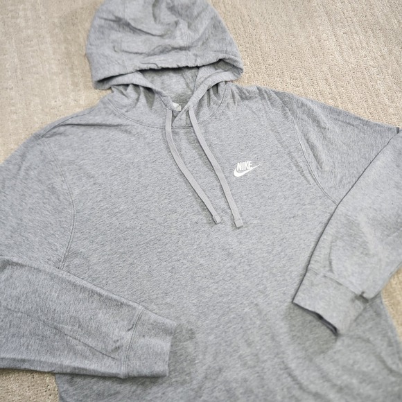 Nike Hoodie Men Small Club Jersey Lightweight Cotton Gray Sweatshirt - Picture 1 of 10